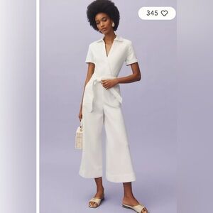 Anthropologie The Colette Wrap Jumpsuit by Maeve Cream Denim Edition 8P